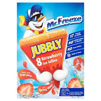 Jubbly Strawberry Ice Lollies 8Pk