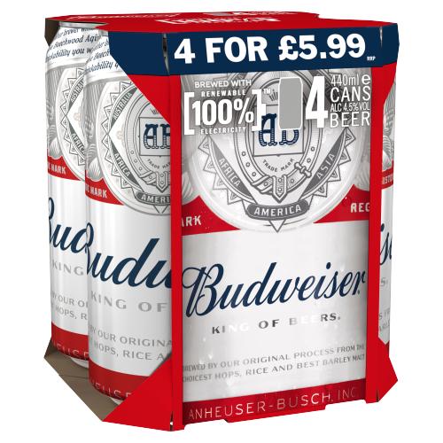 Budweiser 4 Pack Pm 5.99 4.5%