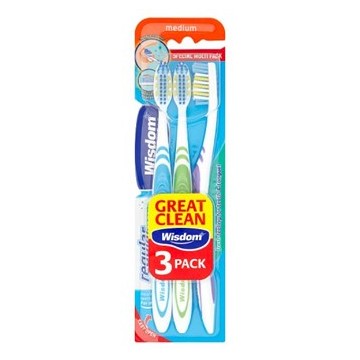 Wisdom Regular Fresh Medium Toothbrush 3Pk