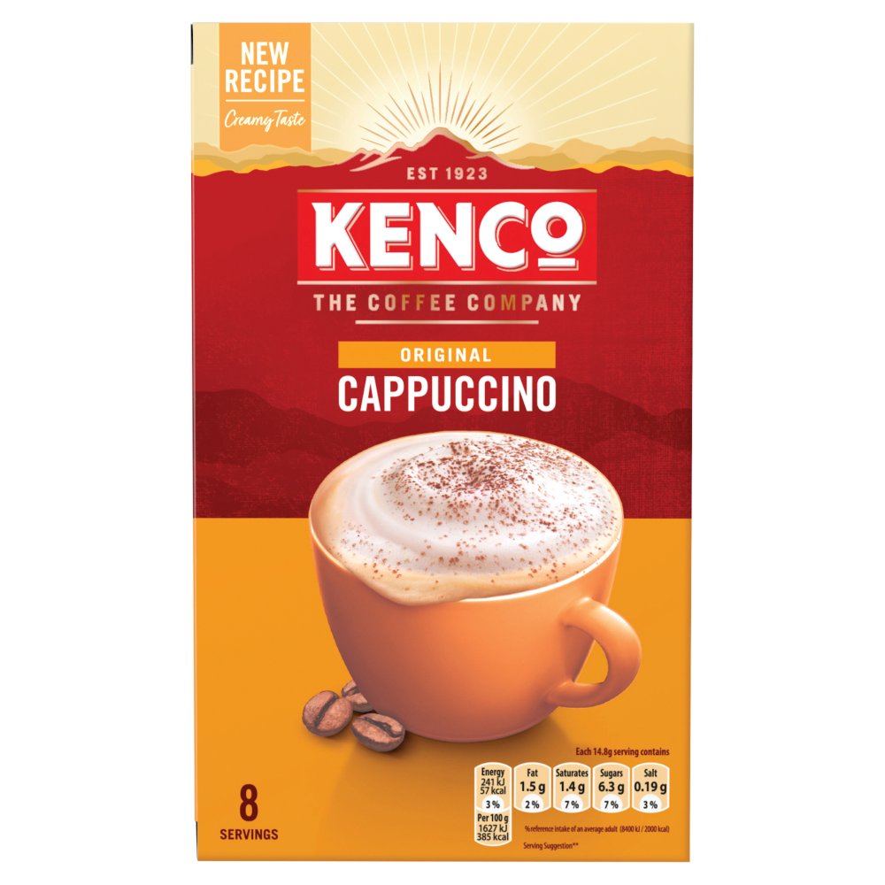 Kenco Cappuccino Instant Coffee Sachets 8Pk