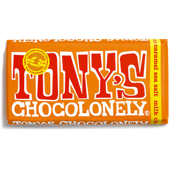 Tonys Chocolonely Milk Chocolate Caramel And Sea Salt Bar Yellow Label