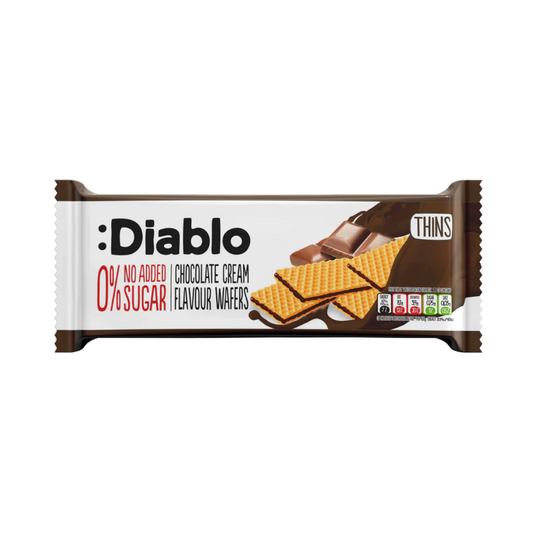 :Diablo Wafers With Chocolate  Flavour 0% Sugars Added 150G