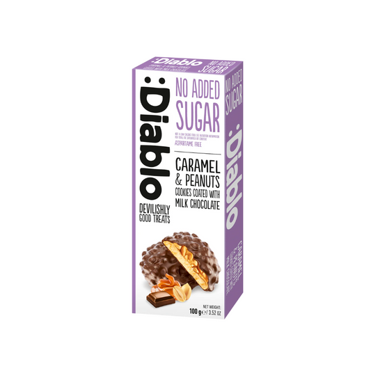:Diablo Caramel & Peanut Cookies Coated with Milk Chocolate 100g