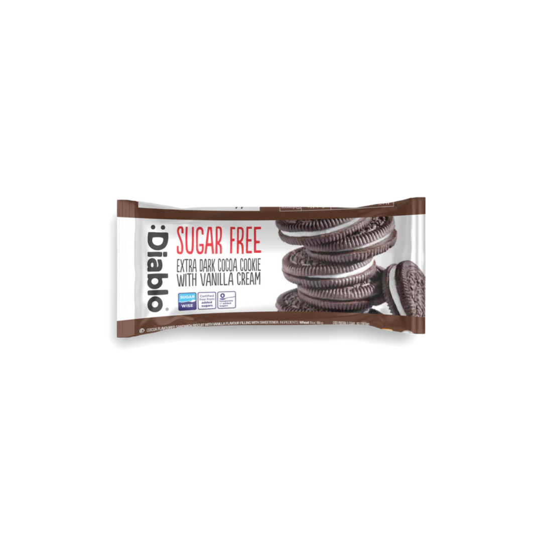 :Diablo SF Extra Dark Sandwich Cookies with Vanilla Cream  44g