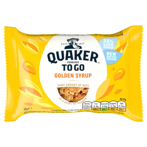 Quaker Porridge To Go Golden Syrup