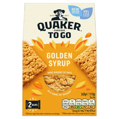 Quaker Porridge To Go Golden Syrup 2 Pack