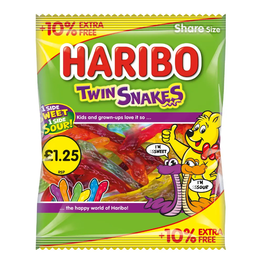 Haribo Twin Snakes 10% Extra Free Pm1.25