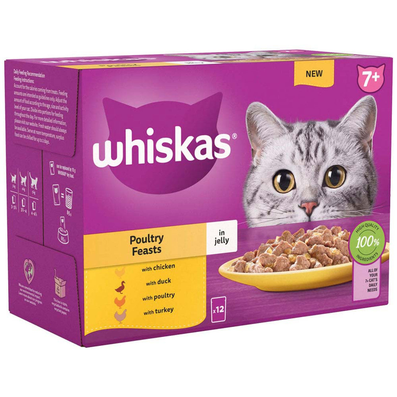 Whiskas 7+ Cat Pouch Poultry Jelly 12PK