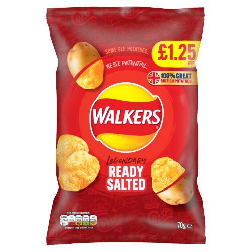 Walkers Crisps Ready Salted Pm £1.25 70G