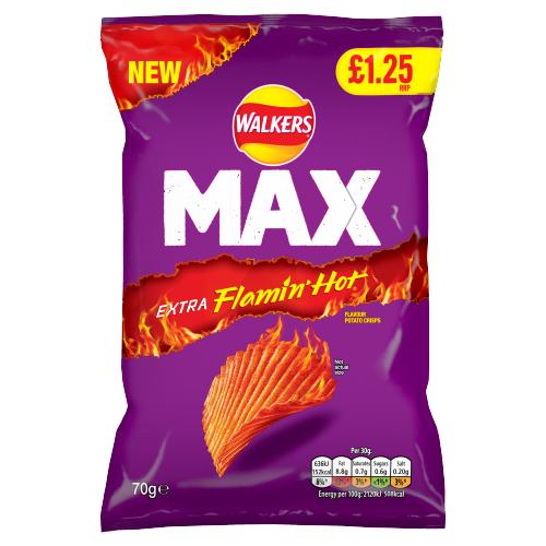 Walkers Max Xtra Flamin Hot Pm1.25 70G