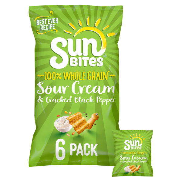 Sunbites Sour Cream Cracked Black Pepper 6PK