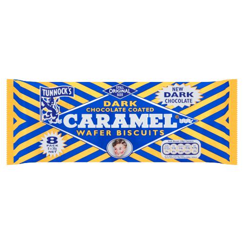 Tunnocks Dark Chocolate Caramel Wafers 8 Pack