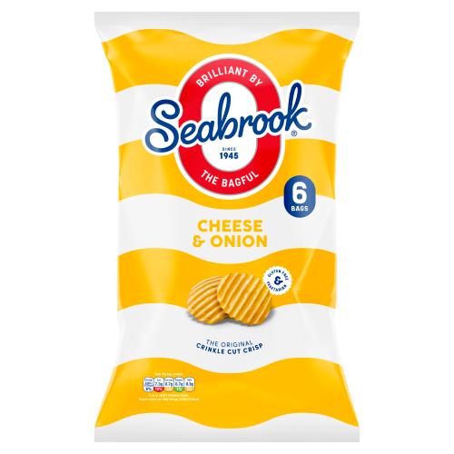 Seabrook Cheese & Onion Crinkle Crisps 6 Pack