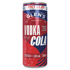 Glens Vodka Cola Flavour £1.89 250Ml