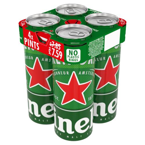 Heineken 4PK Pint PMP 7.59 - 5%