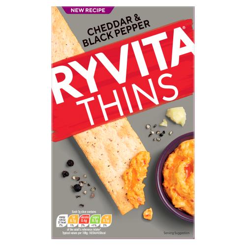 Ryvita Thins Cheddar Cheese & Black Pepper 125G