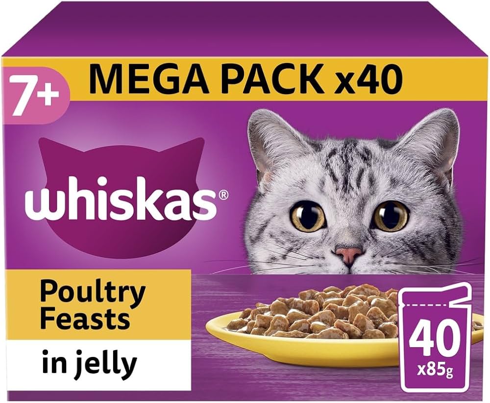 Whiskas 7+ Poultry Pouch Selection In Jelly 40PK