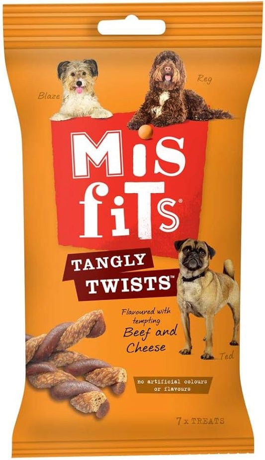 Misfits Tangly Twists Dog Treats Beef & Cheese