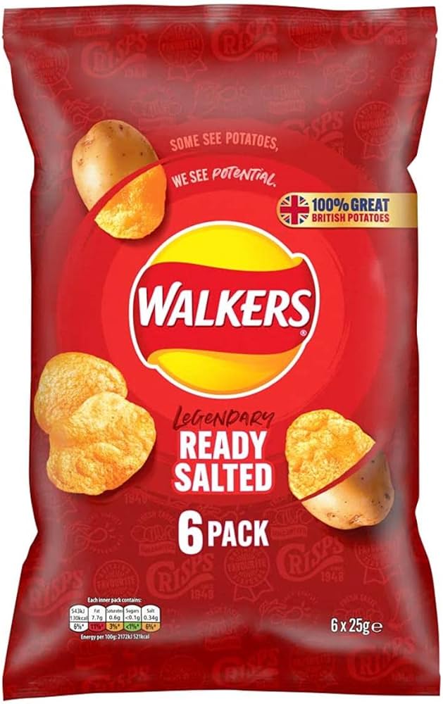 Walkers Crisps Ready Salted 6 Pack