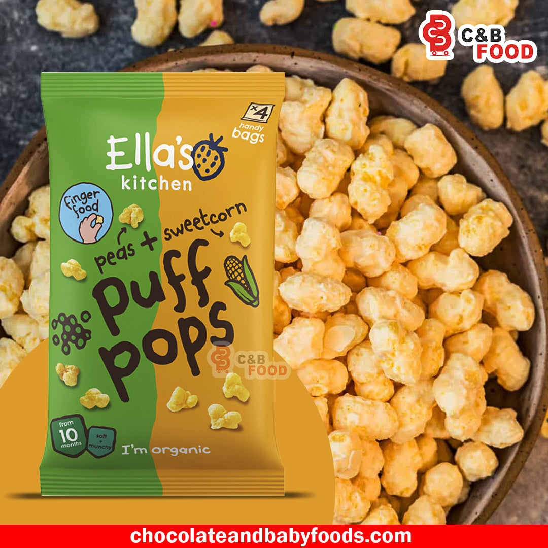 Ellas Kitchen Organic Puff Pops - Peas & Sweetcorn 10M+