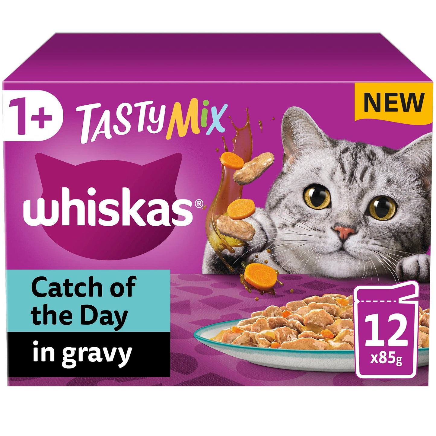 Whiskas 1+ Cat Pouch Tasty Chef Mix Gravy 12PK