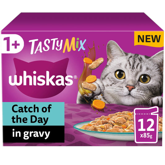 Whiskas 1+ Cat Pouch Tasty Chef Mix Gravy 12PK