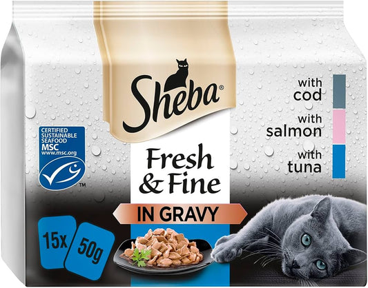 Sheba Fresh & Fine Pouches Fish Collection In Gravy