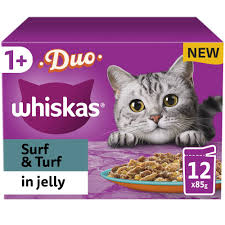 Whiskas 1+ Cat Pouch Surf & Turf Jelly 12PK