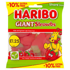 Haribo Giant Strawbs 10% Extra Free Pm1.25