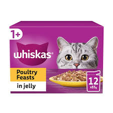 Whiskas 1+ Cat Pouch Poultry Jelly 12PK